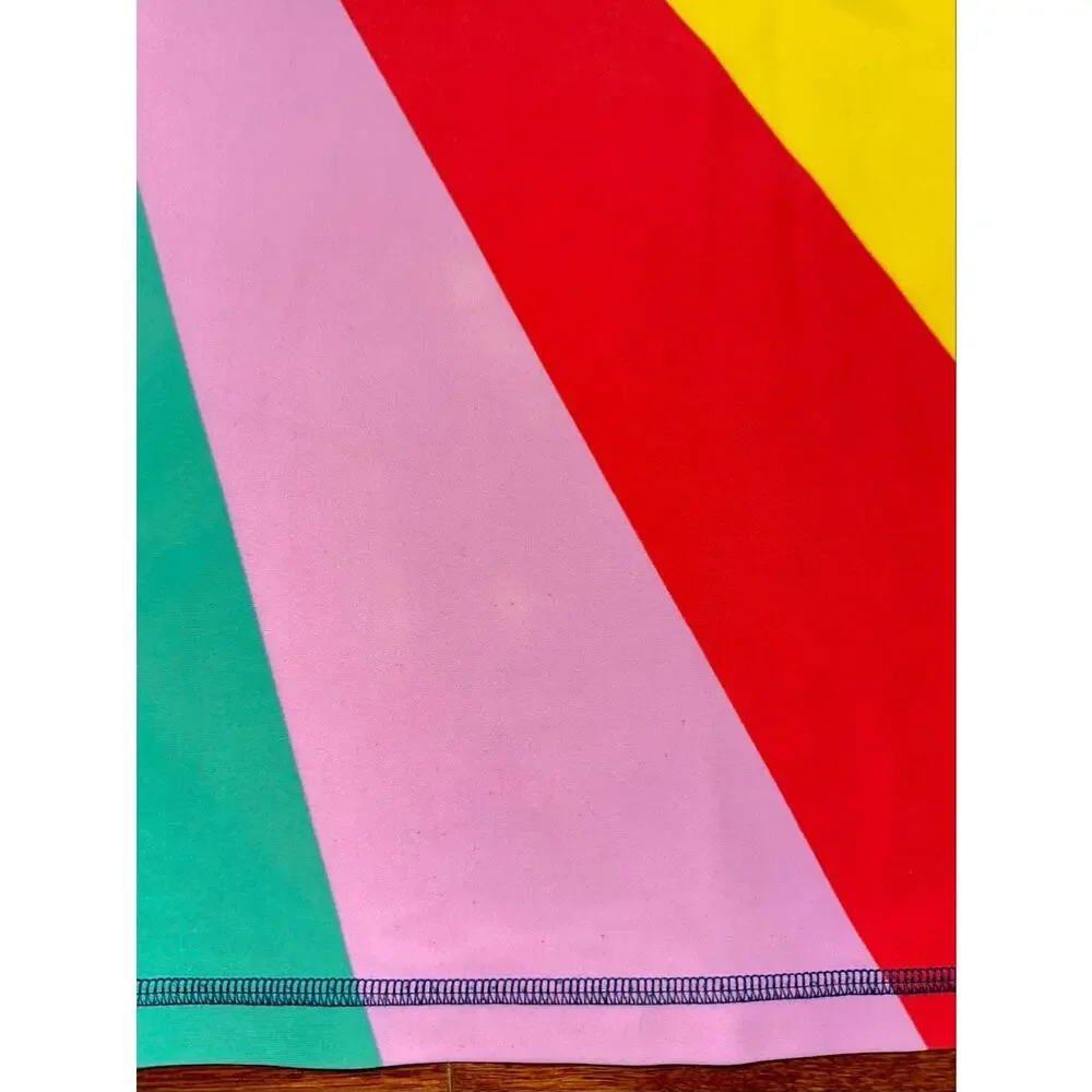 Mini Boden Rainbow Stripe Long Sleeve Rash Guard Swim Shirt Size 7-8Y